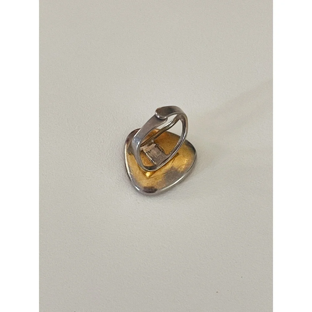 Vintage Damascene Style Whimsigoth Adjustable Ring Gold Tone Flower Sparrow